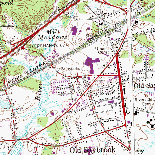 Topographic Map of Town of Old Saybrook, CT