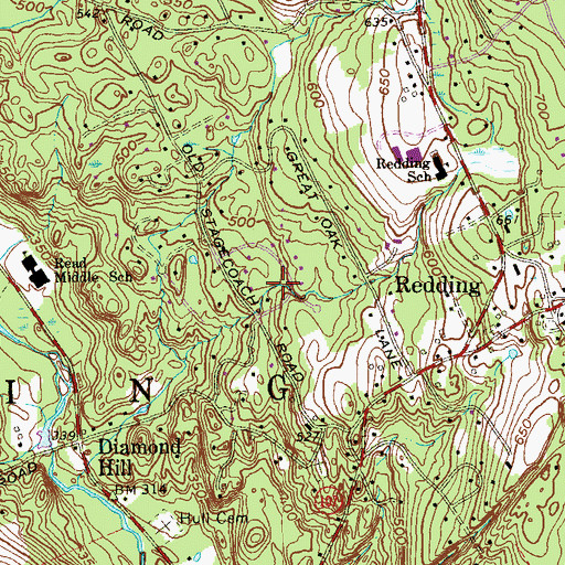 Topographic Map of Town of Redding, CT