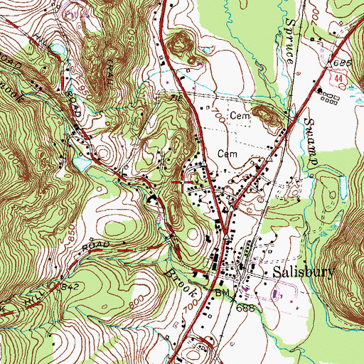 Topographic Map of Town of Salisbury, CT