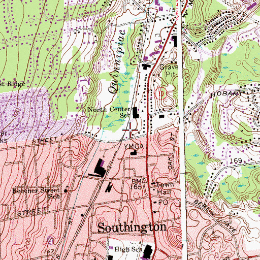 Topographic Map of Town of Southington, CT