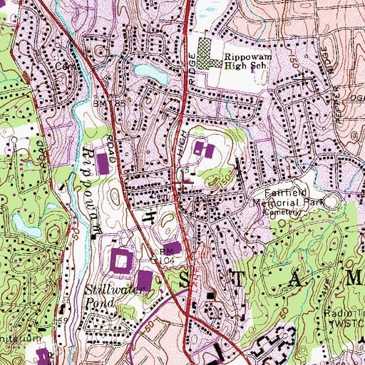 Topographic Map of Town of Stamford, CT