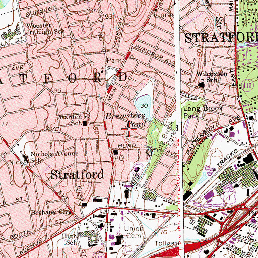 Topographic Map of Town of Stratford, CT