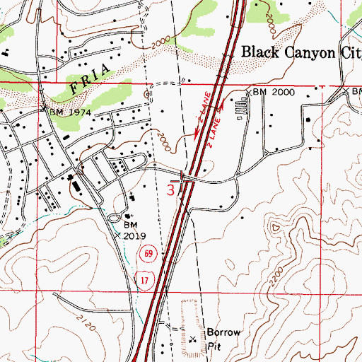 Topographic Map of Mud Springs Underpass, AZ