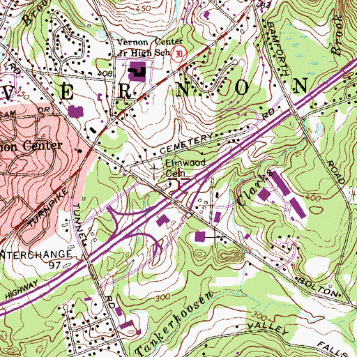 Topographic Map of Town of Vernon, CT