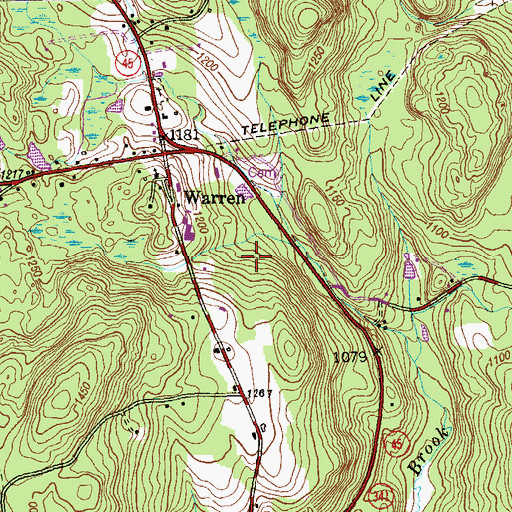 Topographic Map of Town of Warren, CT