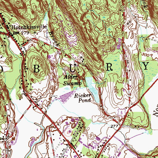 Topographic Map of Town of Woodbury, CT