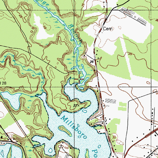 Topographic Map of Cow Bridge Branch, DE