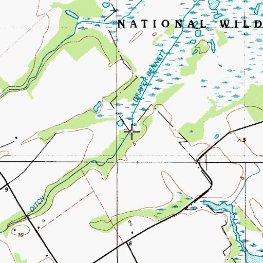 Topographic Map of Draper-Bennet Ditch, DE