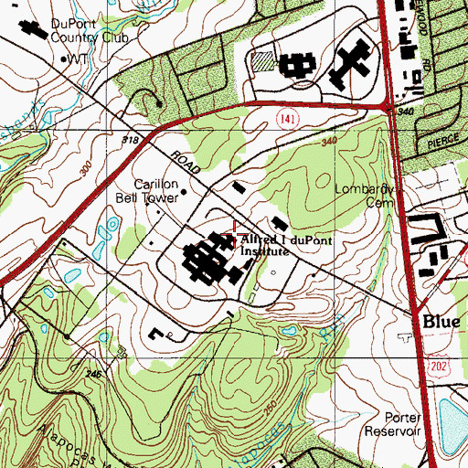 Topographic Map of Alfred I duPont Institute, DE