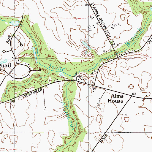 Topographic Map of Allabands Mill Stream, DE