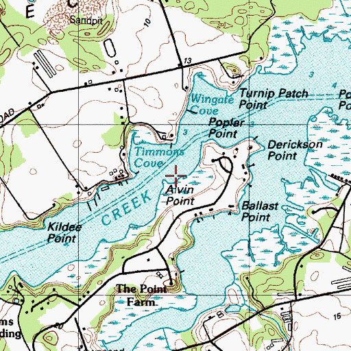 Topographic Map of Alvin Point, DE