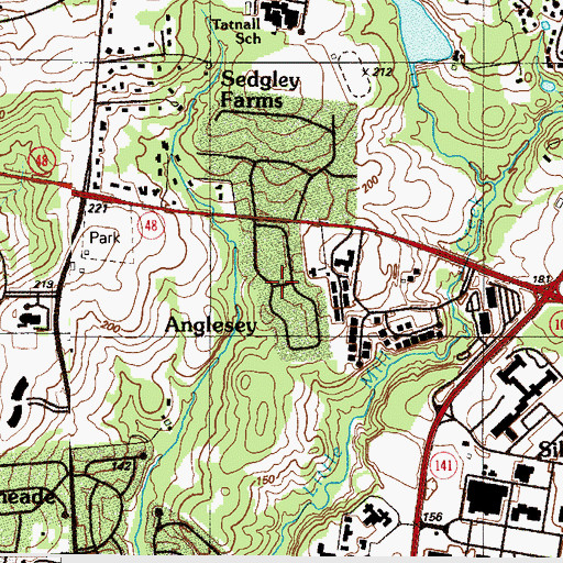 Topographic Map of Anglesey, DE