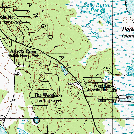 Topographic Map of Angola Neck, DE