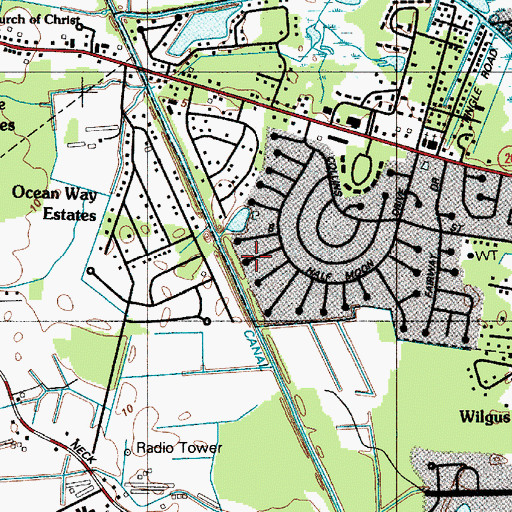 Topographic Map of Assawoman Canal, DE