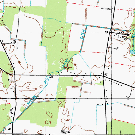 Topographic Map of Bacon and Kenney Ditch, DE