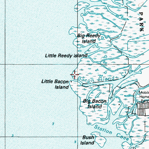 Topographic Map of Bacon Island Creek, DE