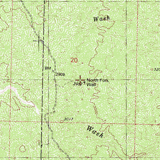 Topographic Map of North Fork Well, AZ