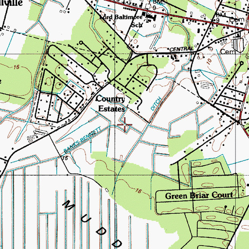 Topographic Map of Banks-Bennett Ditch, DE