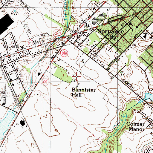 Topographic Map of Bannister Hall, DE