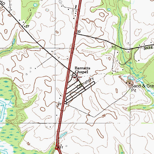 Topographic Map of Barratts Chapel, DE