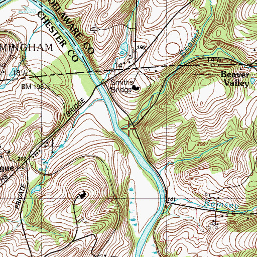Topographic Map of Beaver Creek, DE
