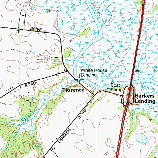 Topographic Map of Beaver Gut Ditch, DE