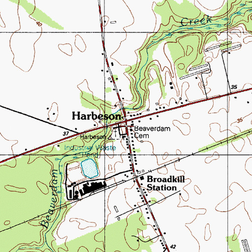 Topographic Map of Beaverdam Cemetery, DE