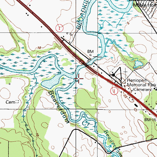 Topographic Map of Beaverdam Creek, DE