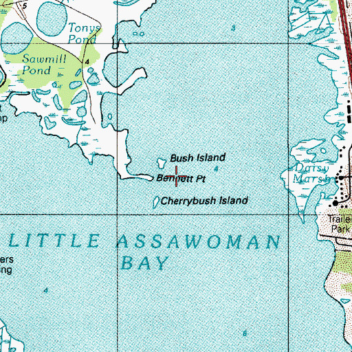 Topographic Map of Bennett Point, DE