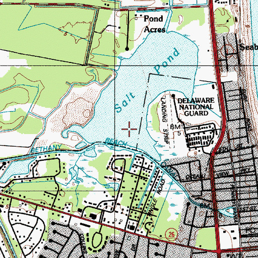 Topographic Map of Bethany Beach Canal, DE