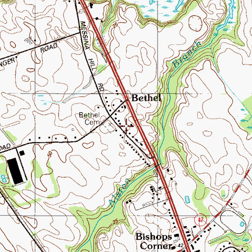 Topographic Map of Bethel Church, DE