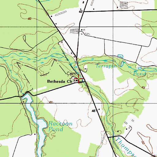 Topographic Map of Bethesda Church, DE