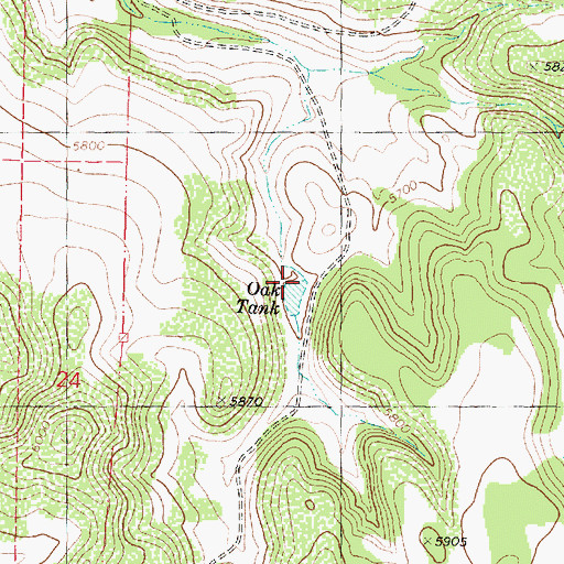 Topographic Map of Oak Tank, AZ