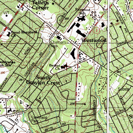 Topographic Map of Beverly Church, DE
