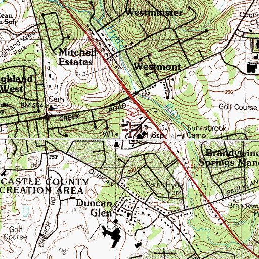 Topographic Map of Bissell Sanitorium, DE