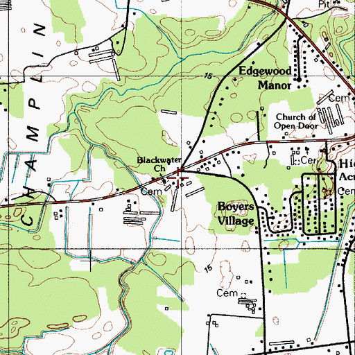 Topographic Map of Blackwater Church, DE