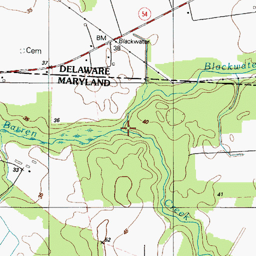 Topographic Map of Blackwater Creek, DE
