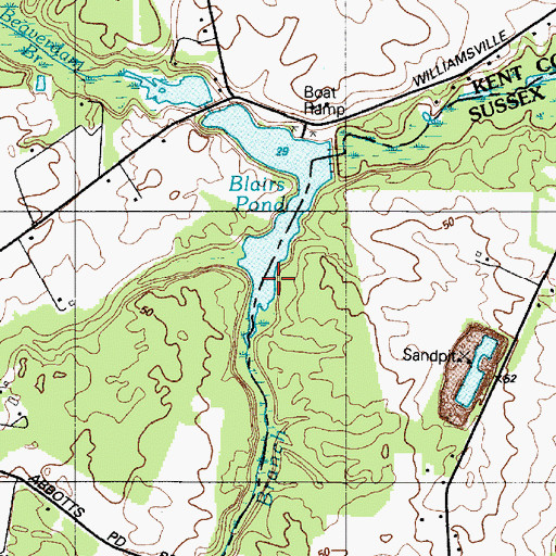 Topographic Map of Blairs Pond, DE