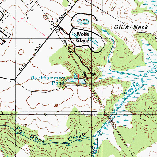 Topographic Map of Bookhammers Pond, DE
