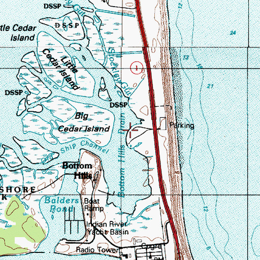 Topographic Map of Bottom Hills Drain, DE