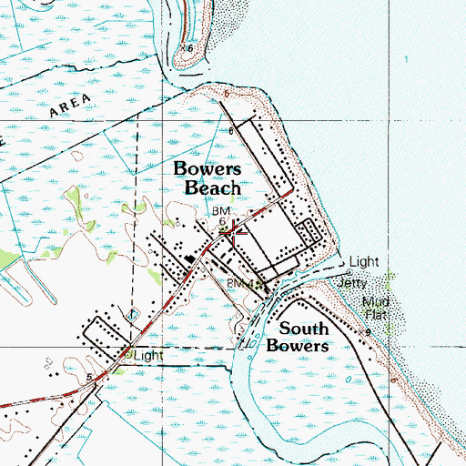 Topographic Map of Bowers Beach, DE