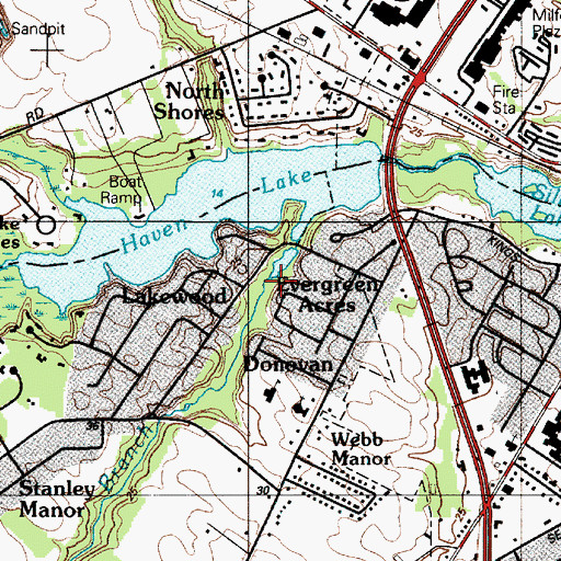 Topographic Map of Bowman Branch, DE