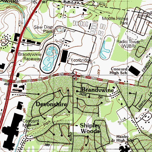 Topographic Map of Brandywine, DE