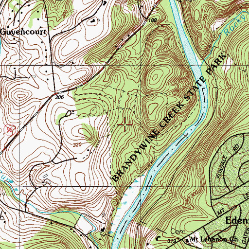 Topographic Map of Brandywine Creek State Park, DE