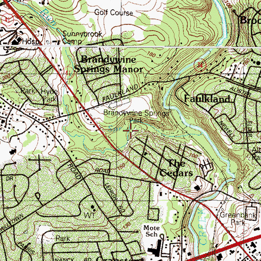 Topographic Map of Brandywine Springs State Park, DE
