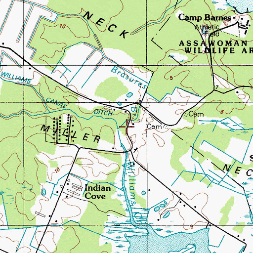 Topographic Map of Brasures Branch, DE