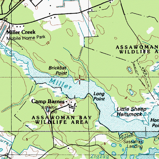Topographic Map of Brickbat Point, DE
