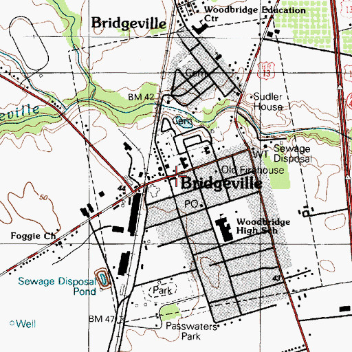 Topographic Map of Bridgeville, DE