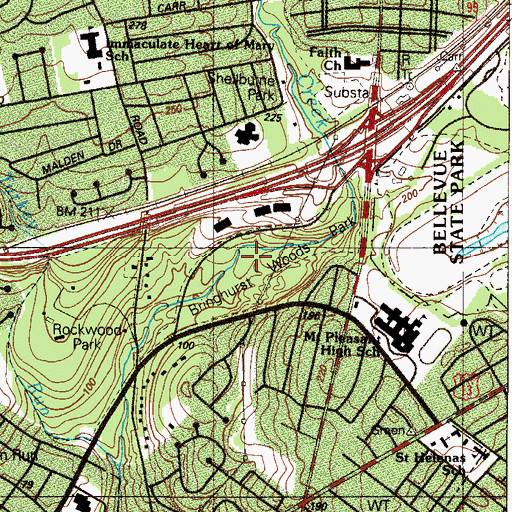 Topographic Map of Bringhurst Woods Park, DE