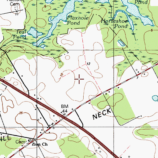 Topographic Map of Broadkill Neck, DE